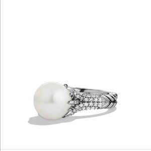 David Yurman Starburst pearl ring with diamonds